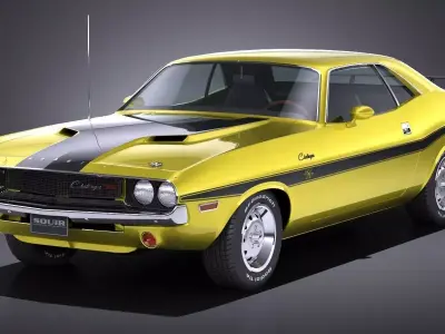 LowPoly Dodge Challenger 1970 RT Low-poly 3D model