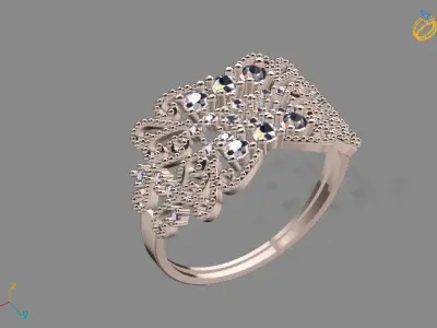 Womens Diamond Signet Ring Women Rings 3dmodels 3D print model 3D print model 39