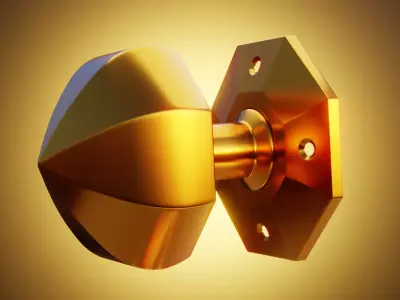 Luxury Gold Door Knob - Photoreal Interior Handle 3D Model 3D model