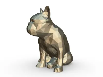 bulldog low poly french 3D print model