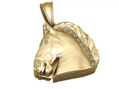 Luxury Horse Head Pendant with Gemstone Mane   3D Printable 3D print model