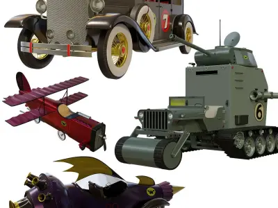All Cars from Wacky Races  3D Model Pack