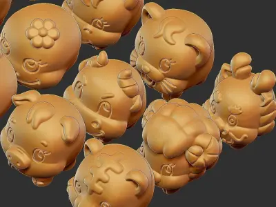 12 cute animals 3D print model