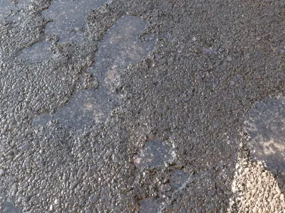 Wet asphalt 39 png pbr seamless 4k 3D model