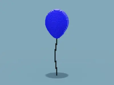 Voxel Blue Balloon Low-poly 3D model