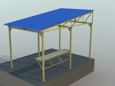 Metal shed Low-poly 3D model