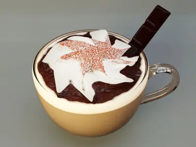 Hot Chocolate Cup With Chantilly 3D model