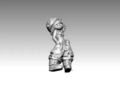 Modern art statue Cat funny with shoes  3D print model