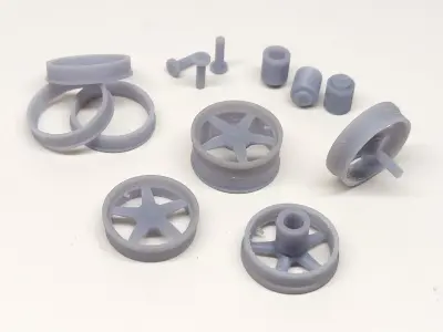3D printable 5-spoke wheel with accessories 3D print model