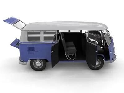 VOLKSWAGEN TRANSPORTER DELUXE 13 WINDOWS 1967 3D model