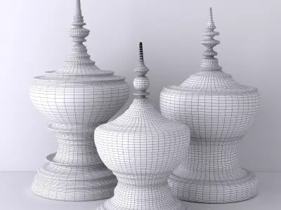Burmese Temple Offering Bowls 3D model