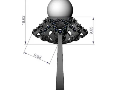 Diamond ring with pearl Free 3D print model