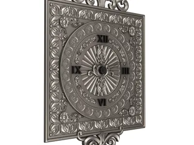 Classic Wall Clock 04 Chrome Low-poly 3D model