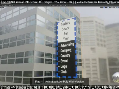 Flags flag pole 3D Model Collection