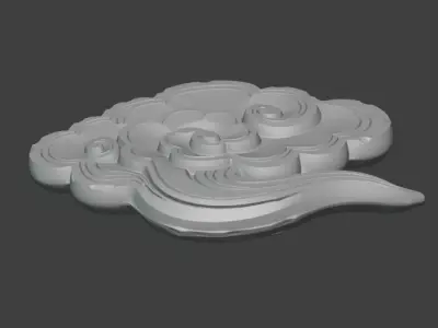 A 3D sculpture of auspicious cloud with cloud pattern decoration 3D print model