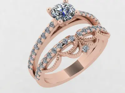 Engagement ring 3D print model 21