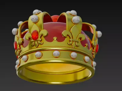 Golden Crown with Emerald Gems 3D model