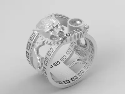 Ring men wolf horse cobra together 3D print model