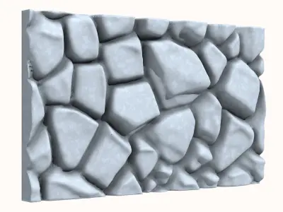 Stacked River Rock Wall Kitbash 3D model
