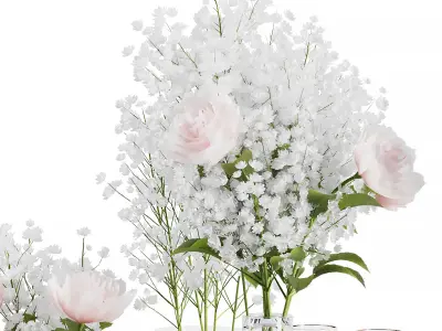 Decorative Set2 - Rose bride table 3D model