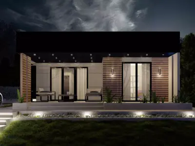 Small modern house - Lumion night exterior scene Free 3D model