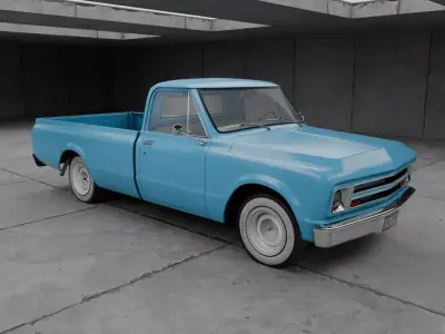 Generic Classic American Long Bed Pickup Truck Low-poly 3D model