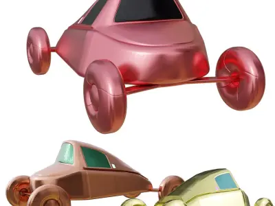 Simple Vintage Cartoon Car many PBR Options Textures Low-poly 3D model