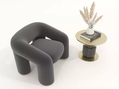 Modern Coffee Table and Armchair Set 79 3D model