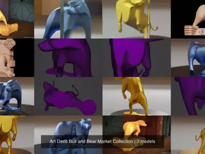 Art Deco Bull and Bear Market Collection