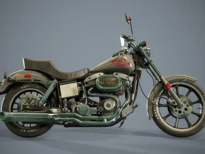 Harley Davidson 1977 fxs LowRider motorcycle Low-poly 3D model