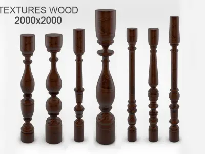 Baluster wooden candlestick 3D model