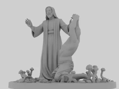 Jesus heals the demon possessed man 3D print model