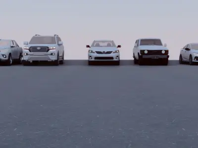 5 Rigged cars high poly 3d Models Free 3D model