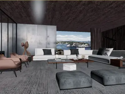 Italian-Style Minimalist Living Room 3D model