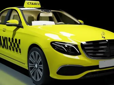 Mercedes Class E Taxi Low-poly 3D model