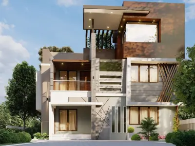 Two storeyed building 3D model 3D model 3D model 3D model