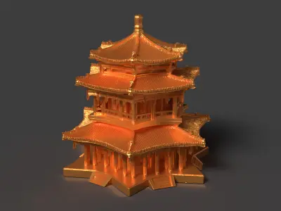 Chinese ancient tower  3D model 7