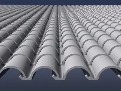 Terracotta roof tiles 25O18 3D model