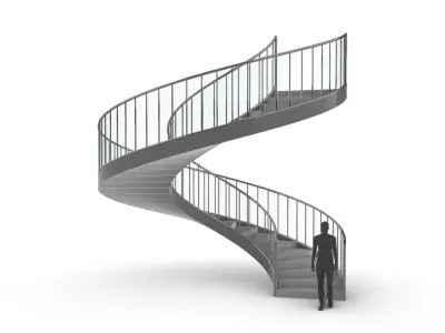 Spiral Staircase with Railing Architectural Detail 3D model