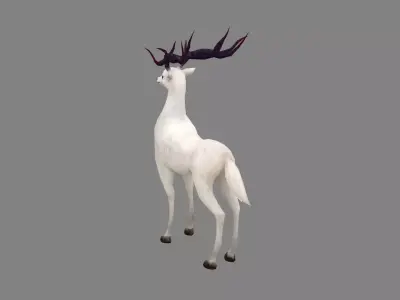 Cartoon White Deer Low-poly 3D model