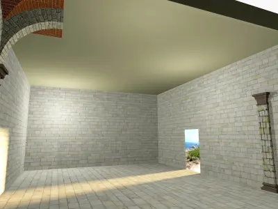 Vaulting 1-2   Romanic  500cm spaced  with thin arches Low-poly 3D model