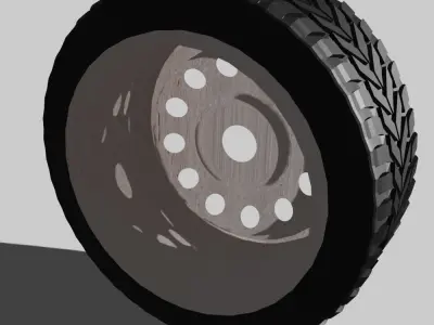 Stamped wheel with tire low-poly  Low-poly 3D model