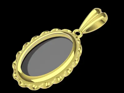 Twisted Bezel Pendant 3D Model  3D print model