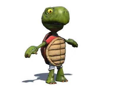 Comic Turtle V2 Riged PBR Low-poly 3D model