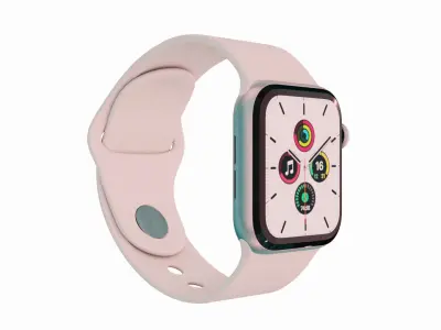 Apple Watch SE - Silver Aluminium Case with Starlight Sport Band Low-poly 3D model