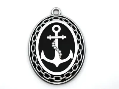 Anchor pendant with and chain 3D print model
