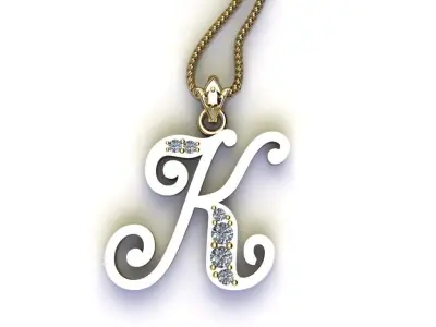 Alphabet V1 Font Style Pendant K 3D print model