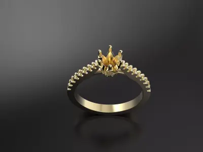 Ring with one big stone 3D print model