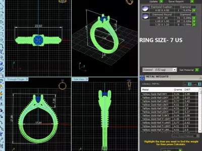 Round Diamond Engagement Ring CAD Design Pave Luxury Style 3D print model