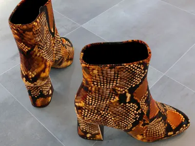 Luxury Snake Print Ankle Boots  Low-poly 3D model